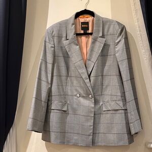 Boss Women's Gray Checkered Blazer
